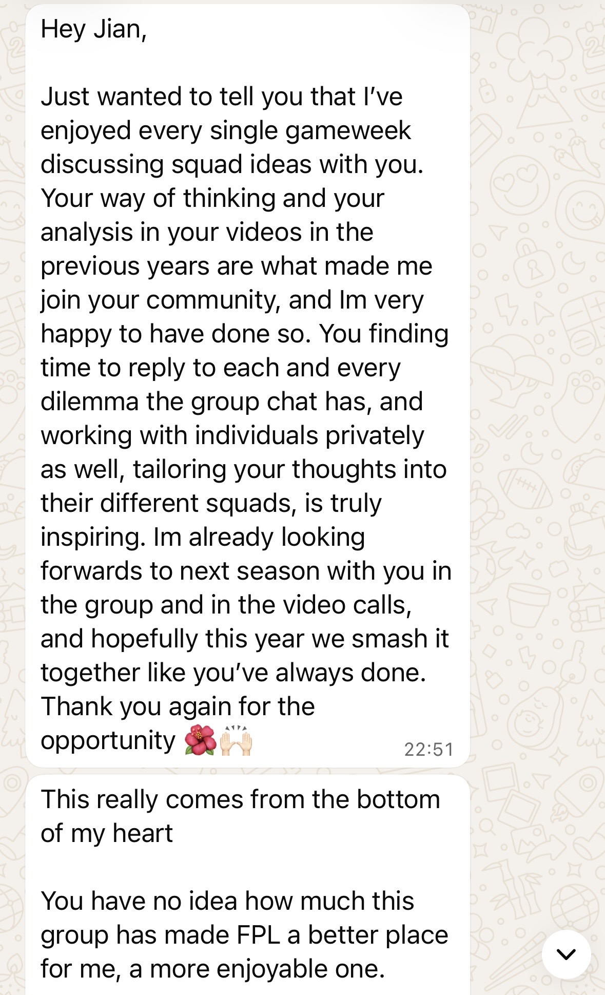 WhatsApp message from Mystery Diamond Member: Hey Jian,