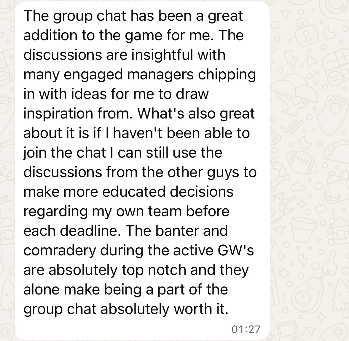 Top Rank Finish testimonial about insightful discussions