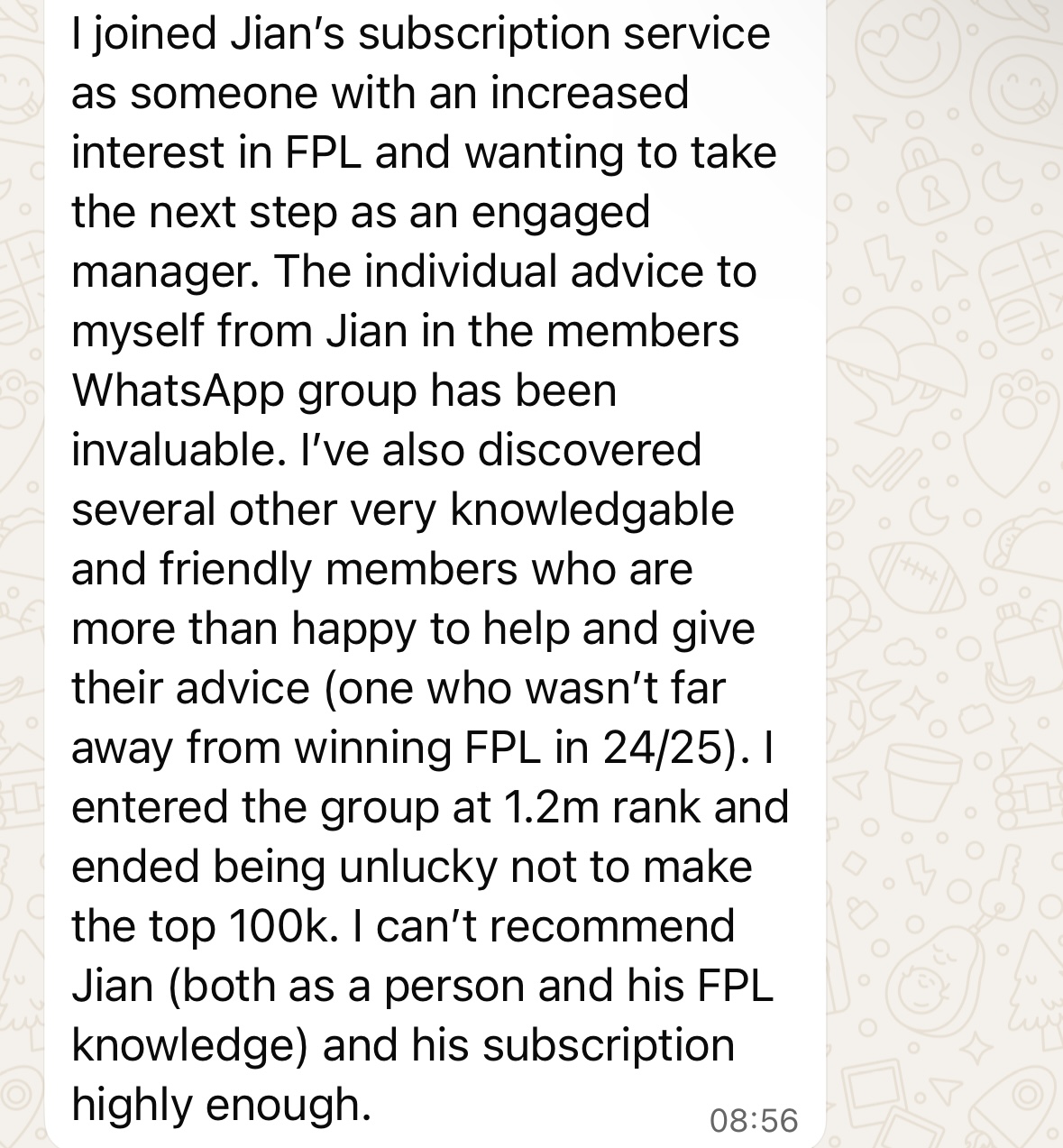 Tony testimonial about individual advice and community