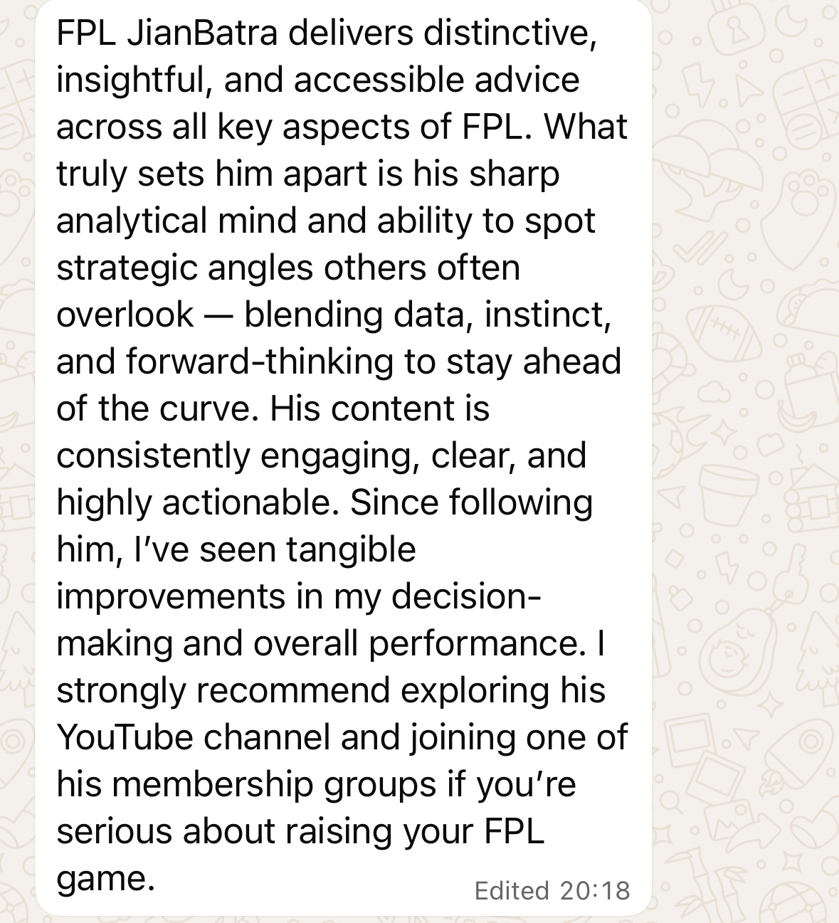 James testimonial about distinctive insights and analysis